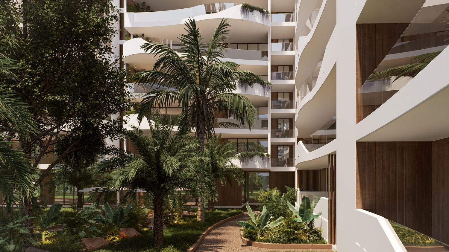 Peponi 7 — the walk in through the courtyard planting